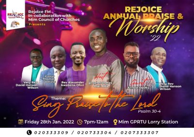 Famous Gospel Artist Ernest Opoku to rock Rejoice Annual Praises & Worship 2022 on January 28.